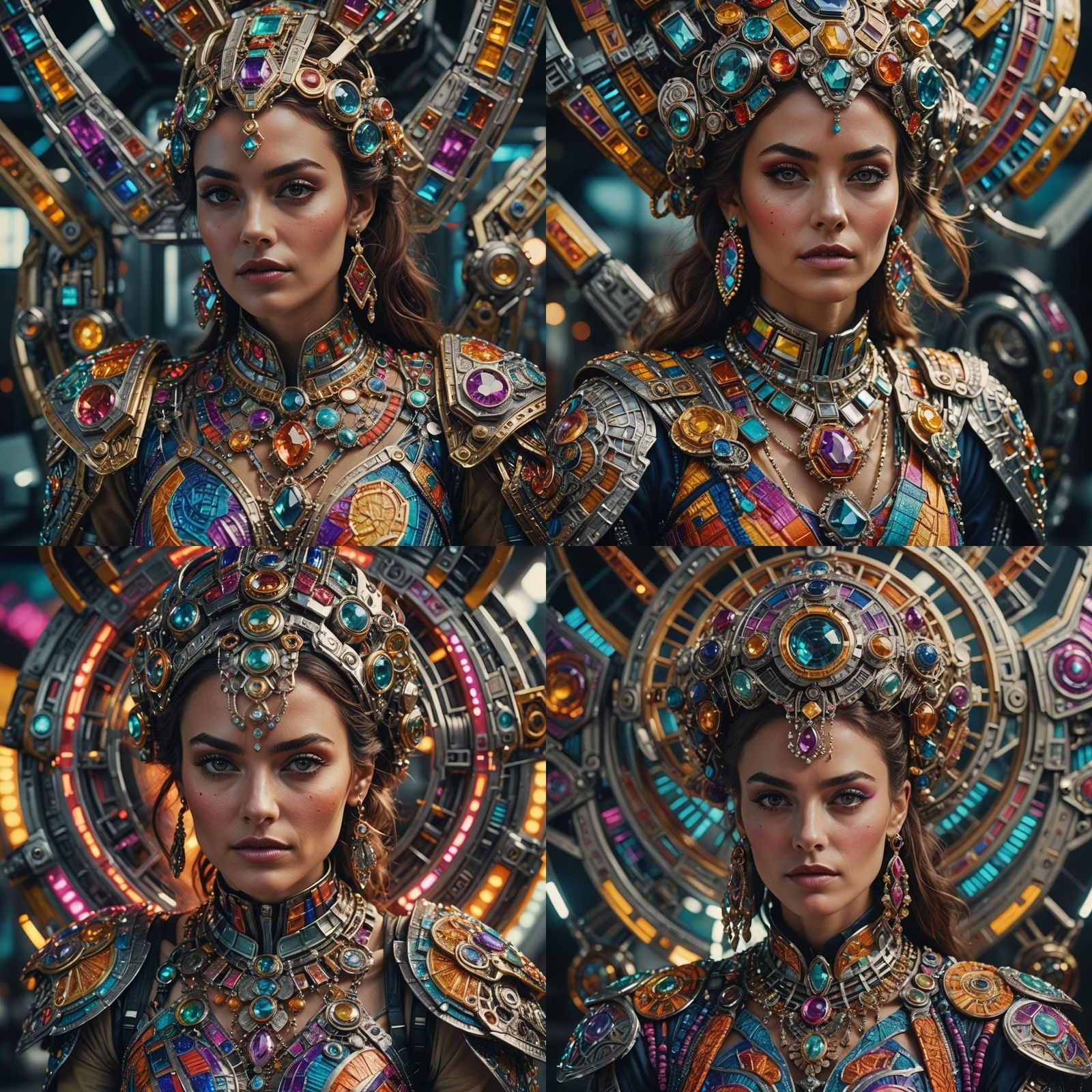 Hyperrealistic Portrait of Woman in Colorful Clothing