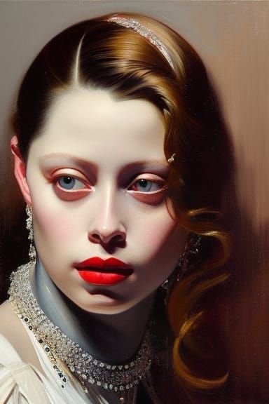 Detailed Oil Painting Portrait of Mia Goth