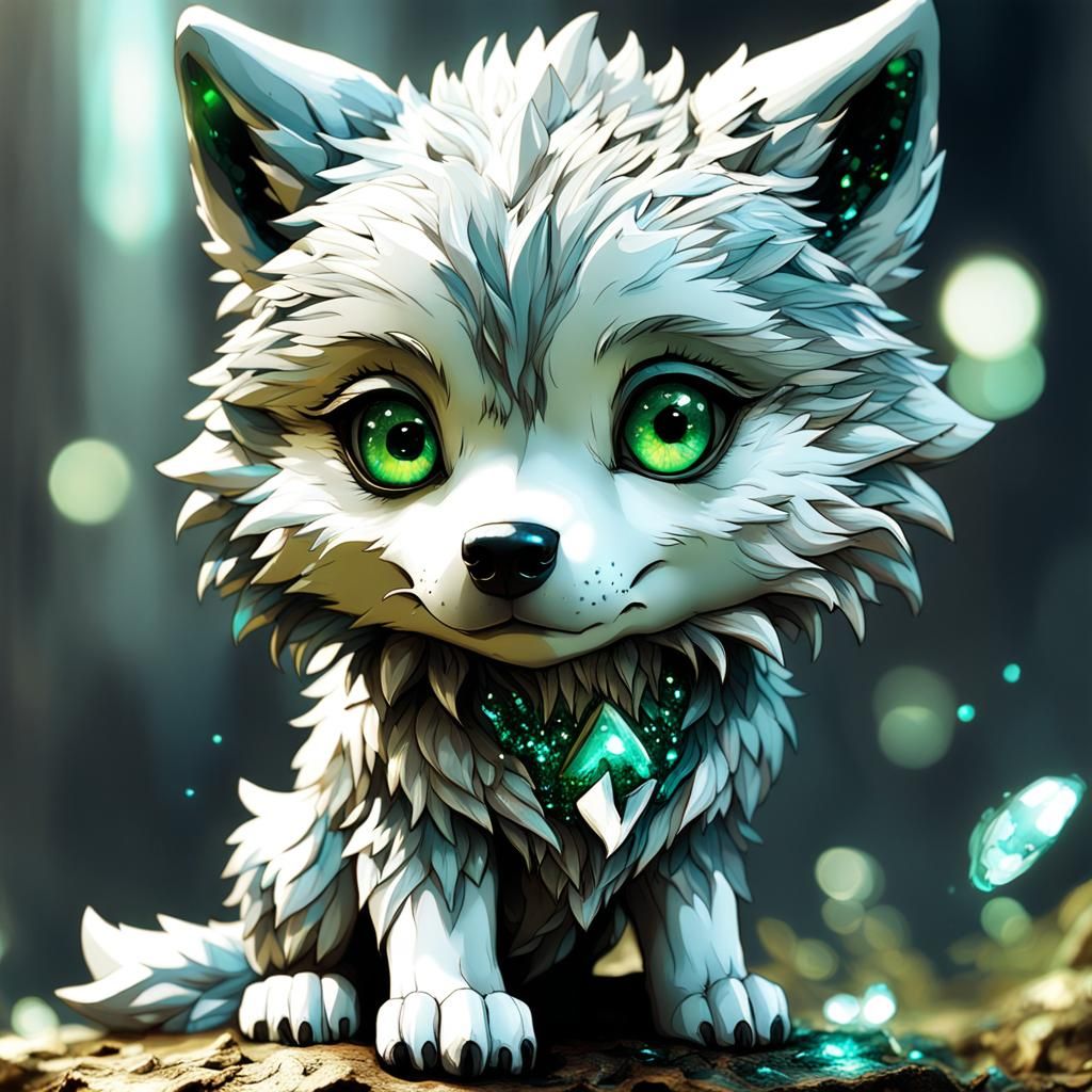 Chibi Wolf Cub: Detailed Fantasy Art