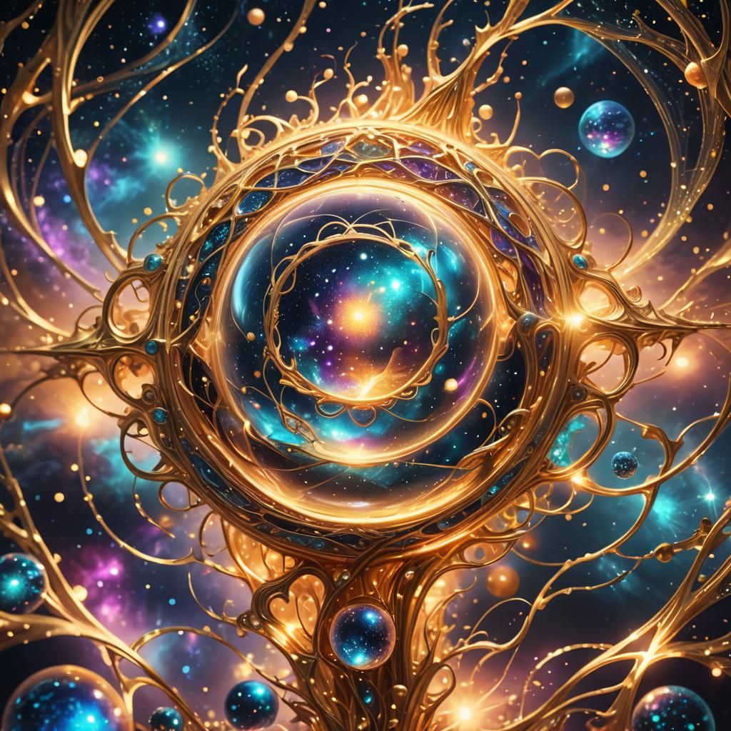 Astral Form Floats in Cosmic Dreamscape: Surreal Illustratio...