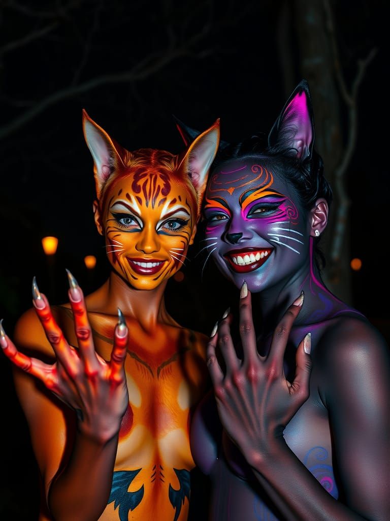 Sensual Women Unite in Dark Parkland Scene