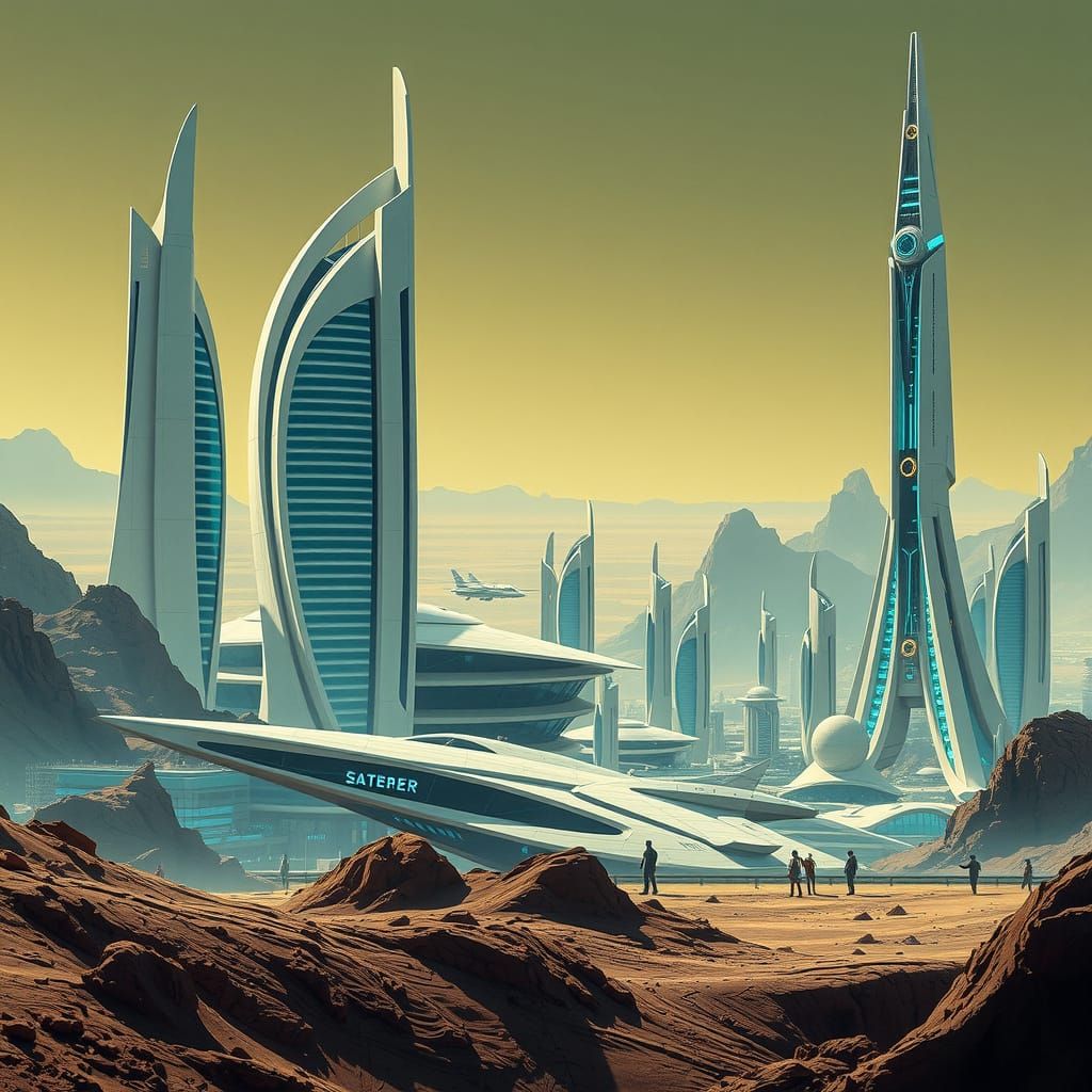 Epic Futuristic Cityscape on a Distant Planet in Cyberpunk S...