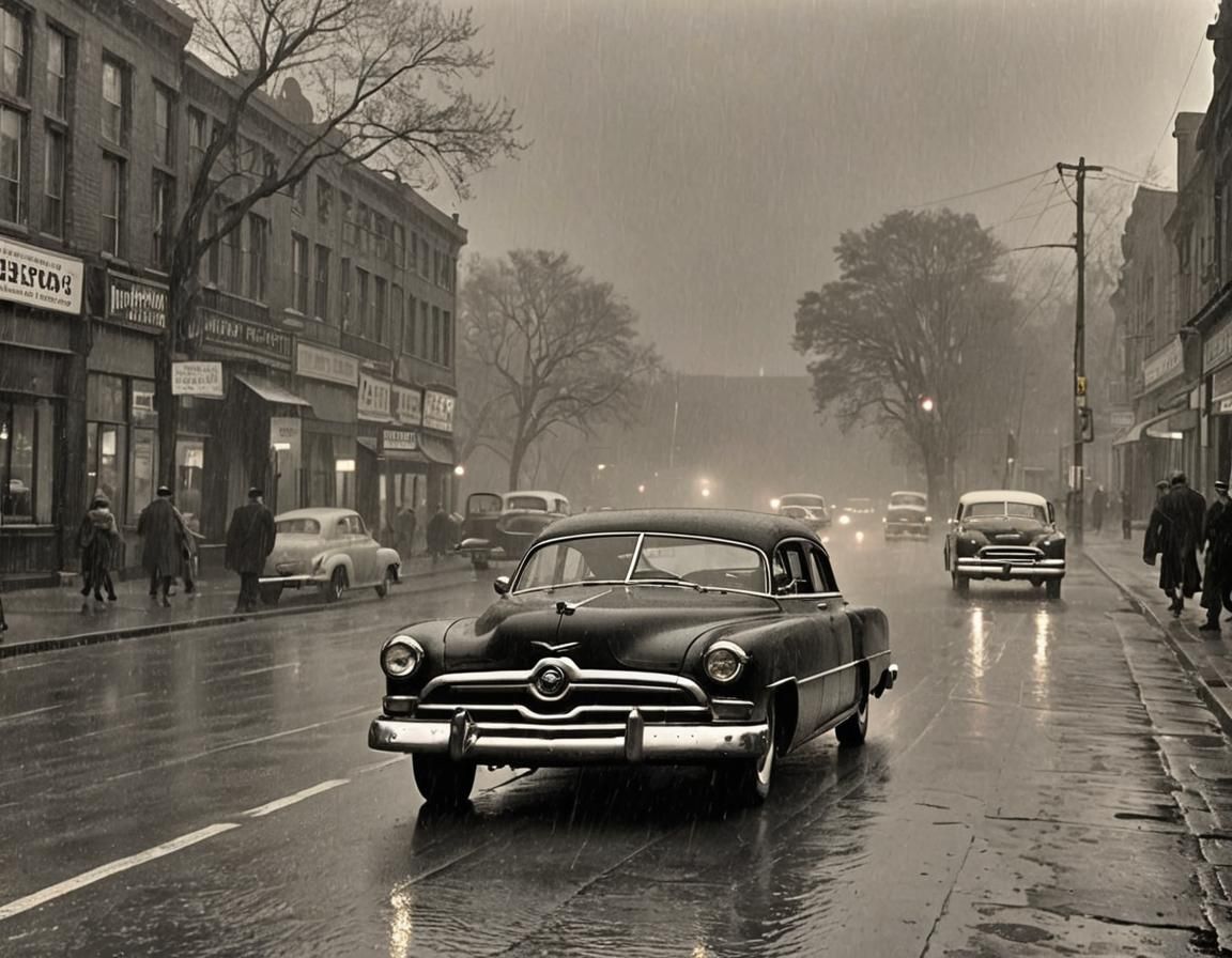 Heavy Rain Pouring on a House and Flowers