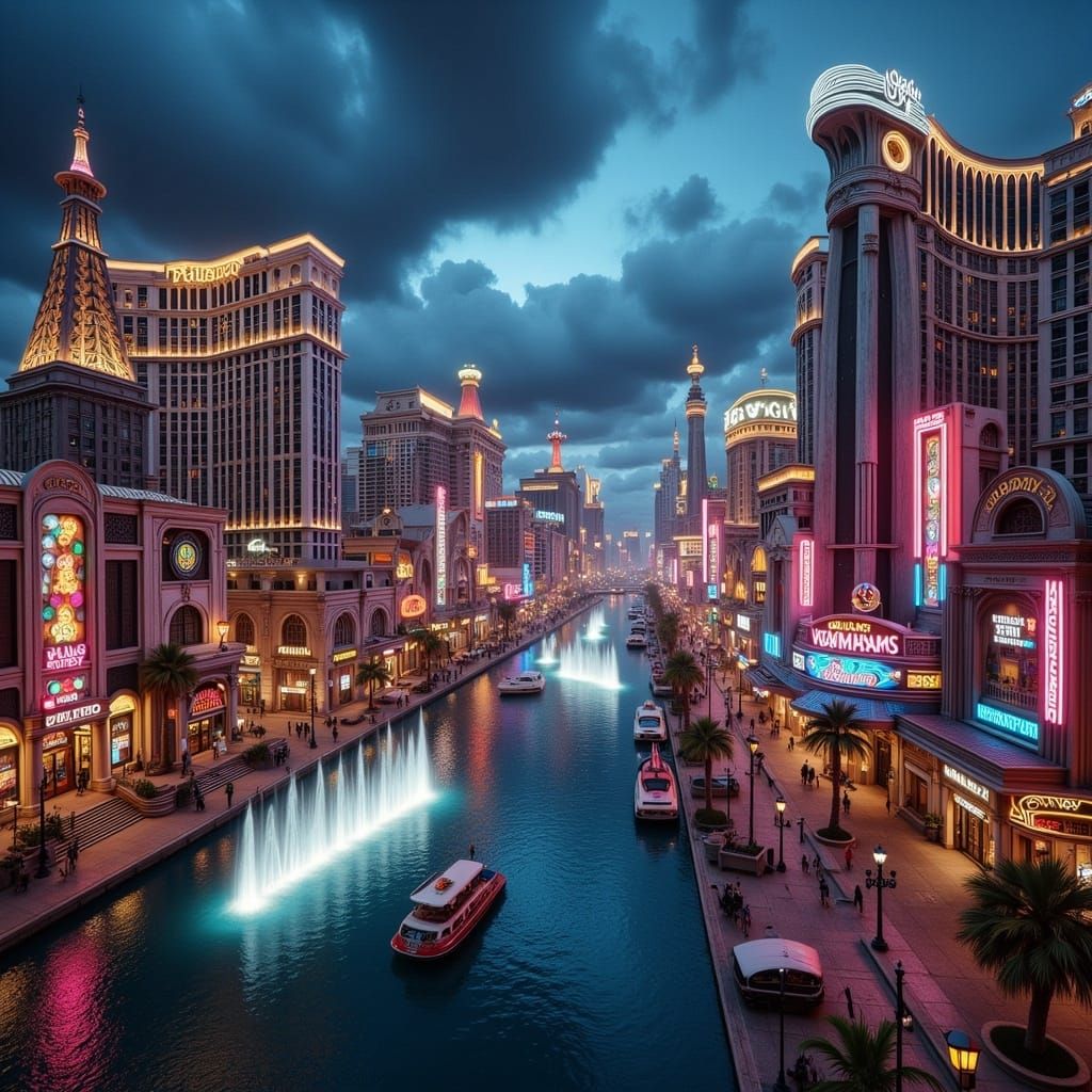 Las Vegas Strip at Dusk in Cinematic Style
