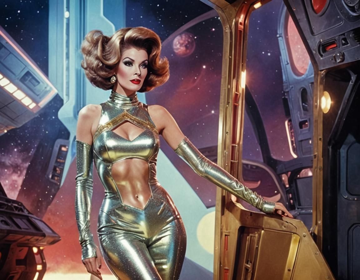 Retro Sci-Fi Pinup Girl in Space