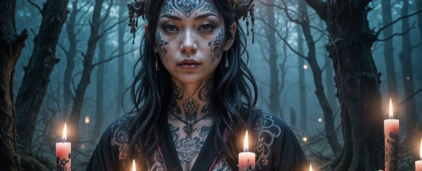 Tattooed Japanese Witch in Modern Style