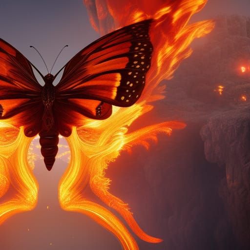 Fiery Butterfly: Detailed Fantasy Concept Art
