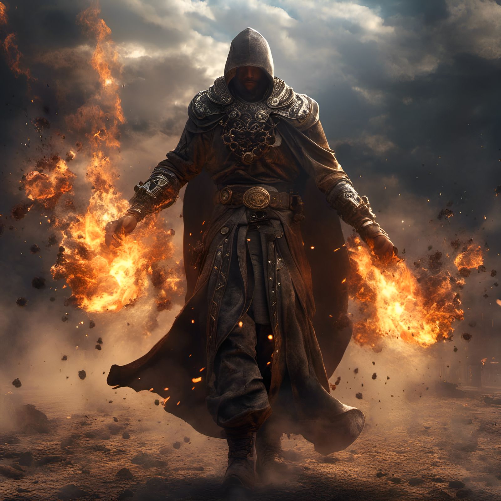 Mage Walking Away From Explosions in UHD