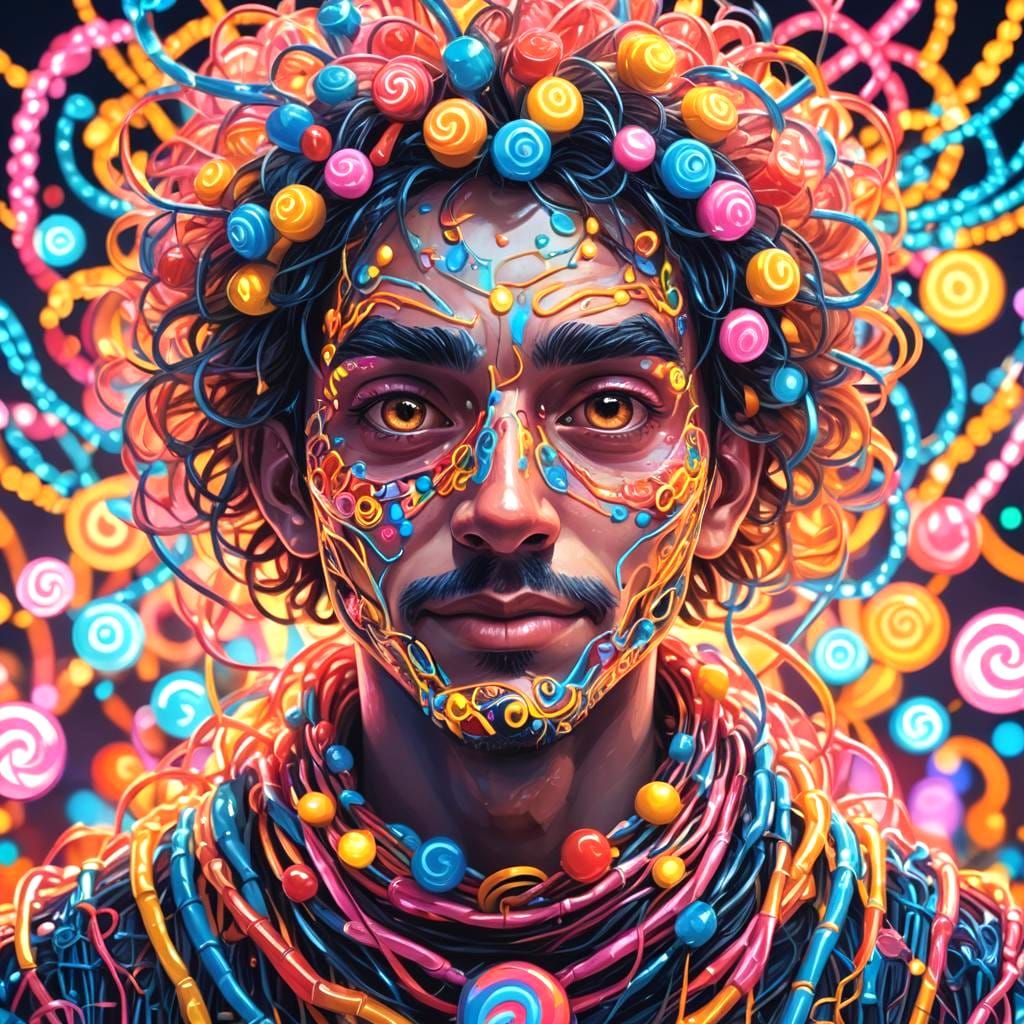 Vibrant Fantasy Portrait in Triadic Colors