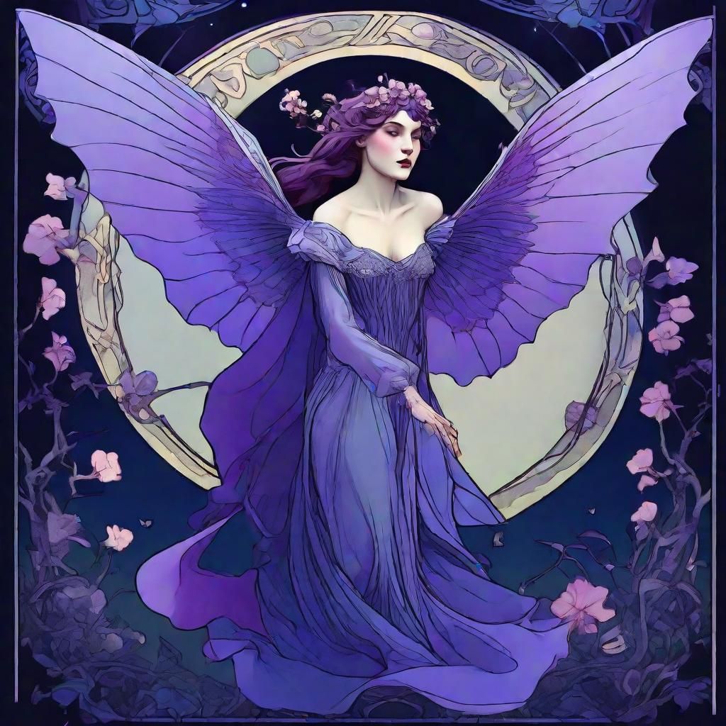 Art Nouveau Vampire Leaping in Darkness