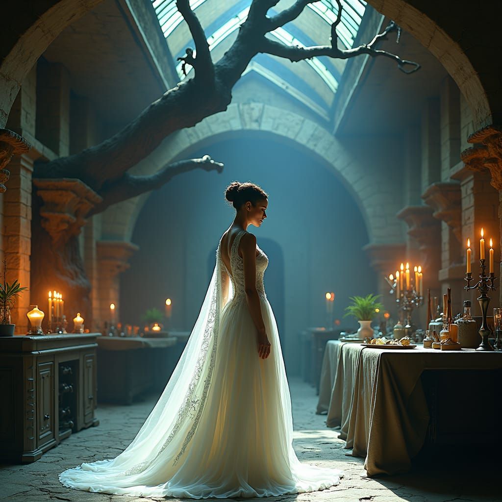 Gothic Bride in Mystical Laboratory