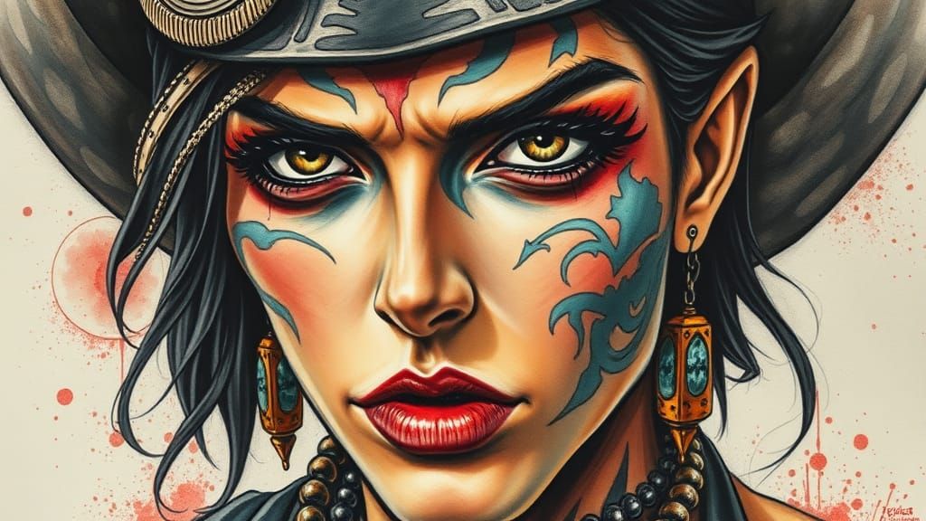 Fantasy Metal Rocker Portrait with Tattoos