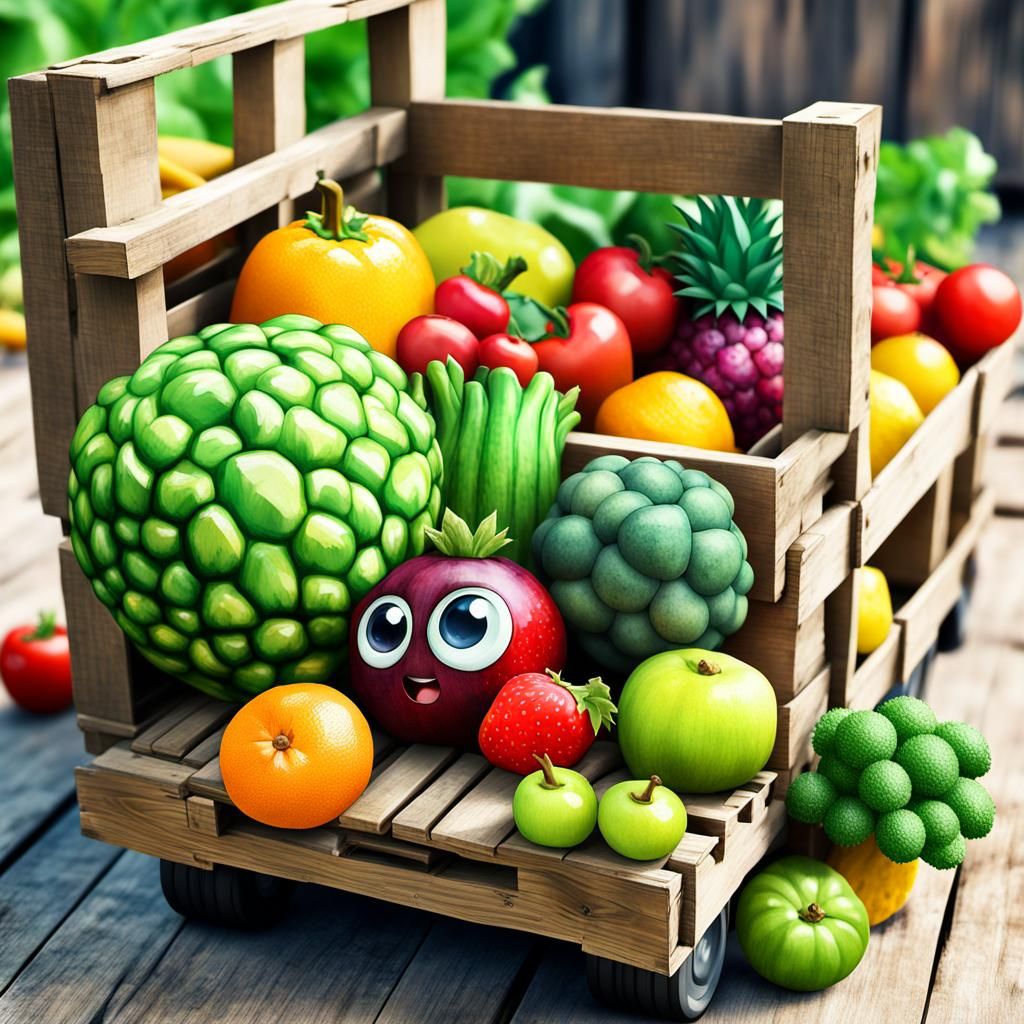 Gathering up the fruit and veggies from the farm