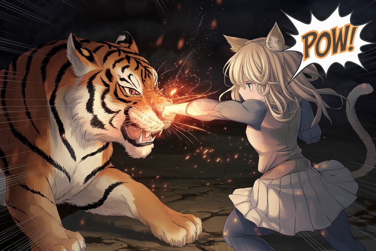 Catgirl's Anime Punch Creates Shockwave