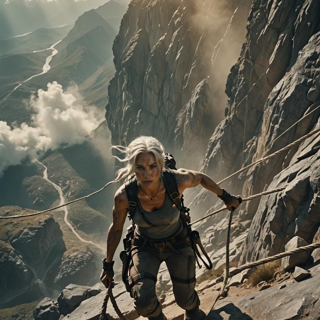 Layara Croft ascends the perilous Mount Reya, rumored to be ...