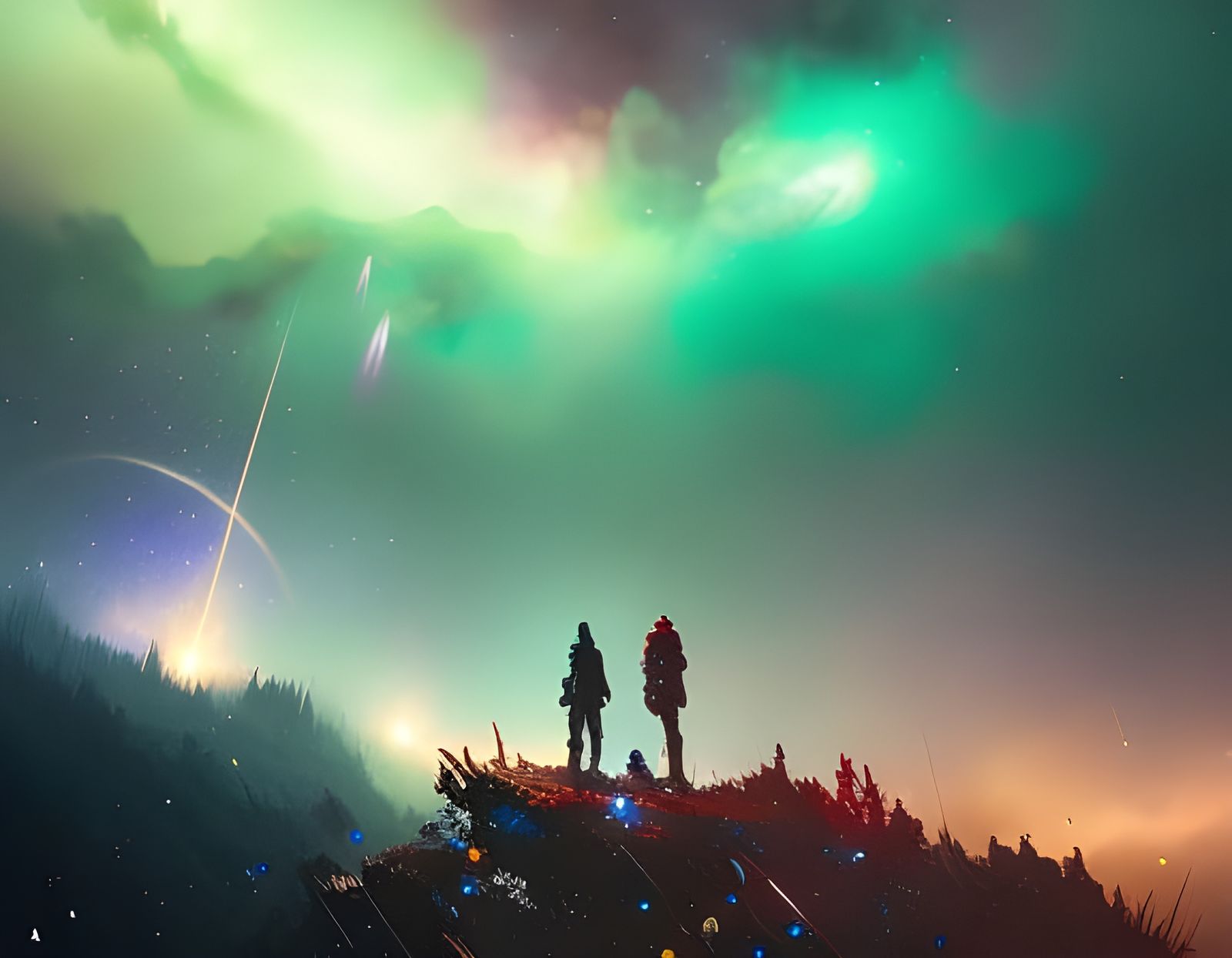 Skyscrapers Under Milky Way: Digital Fantasy Art