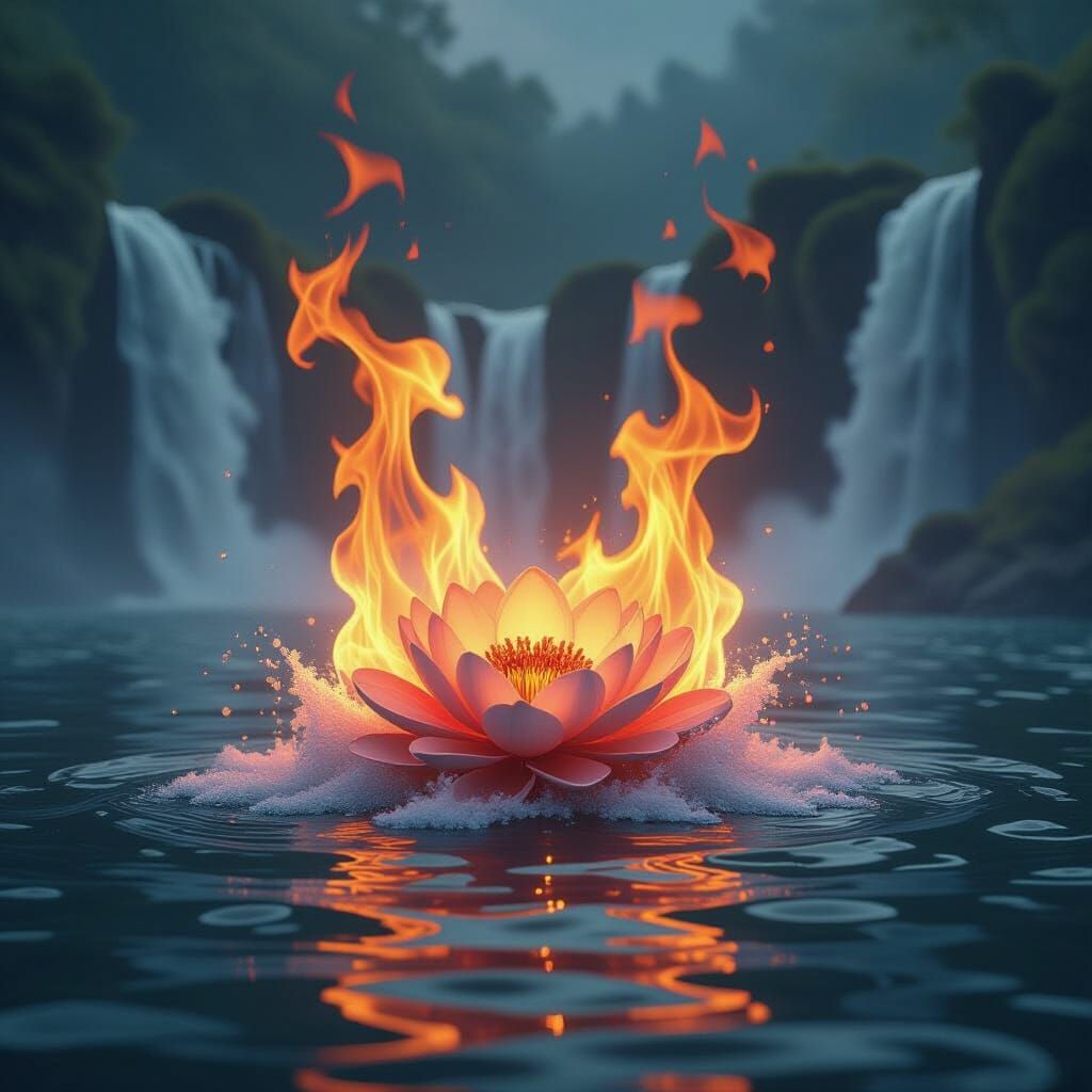 Fiery Duel of Flames Blossoms from Lake Foam