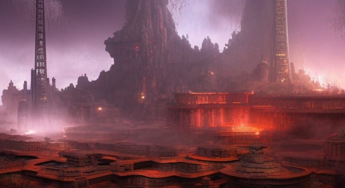 Nuclear Ruins with Acid Rain: Detailed Matte Painting