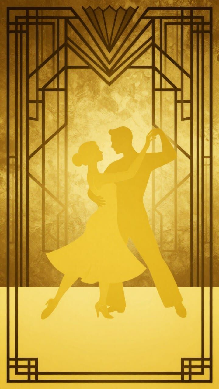 Art Deco Dancing Couple in Yellow Tones