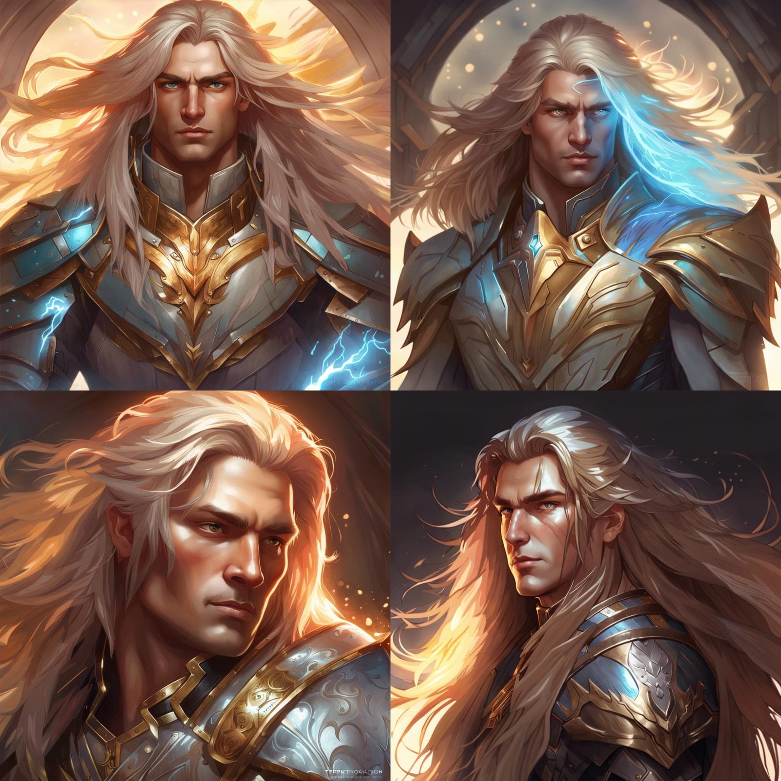 Aasimar in Tempest Armor: Hyperdetailed Portrait