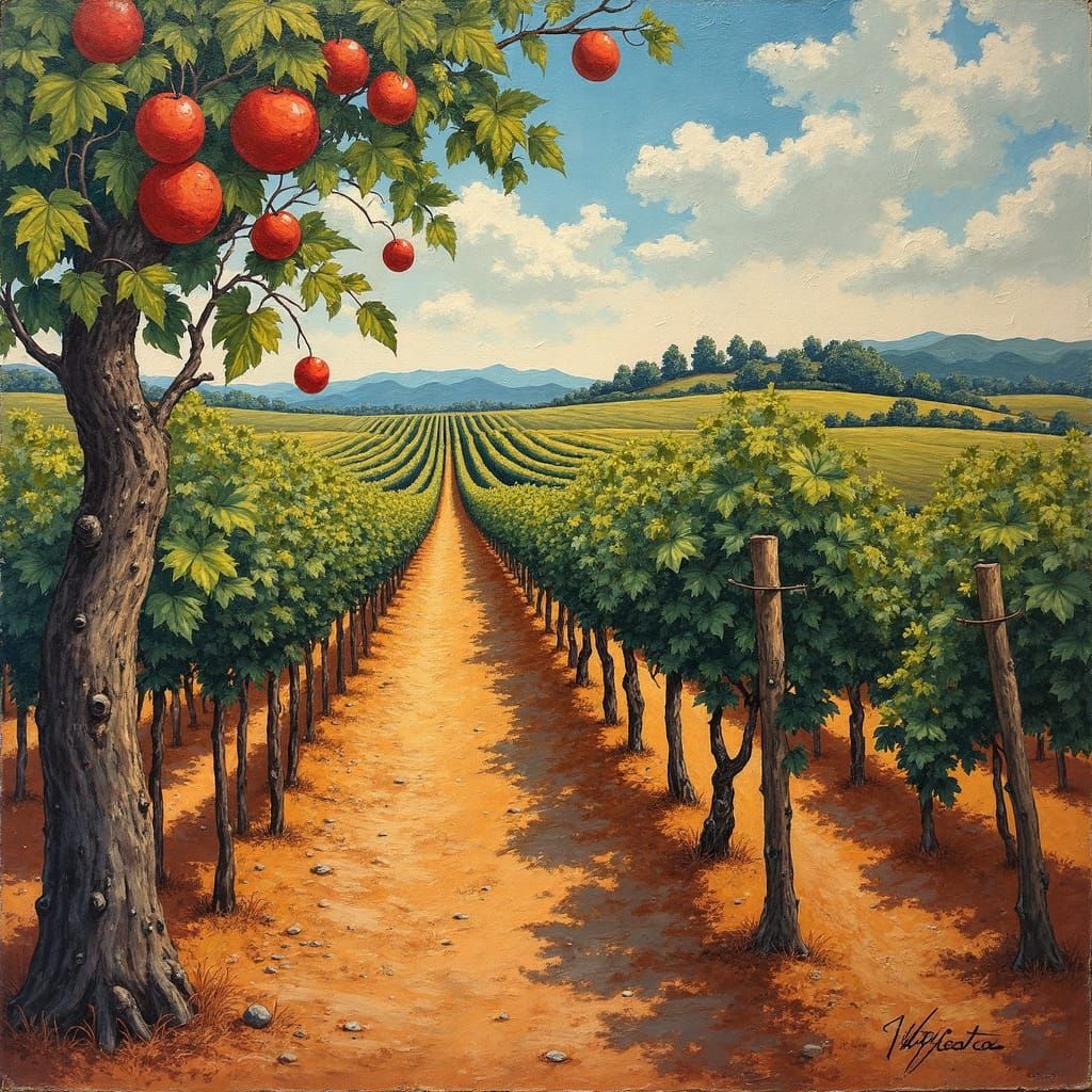 Vineyard in Fruiting Season: Cubist Surrealism