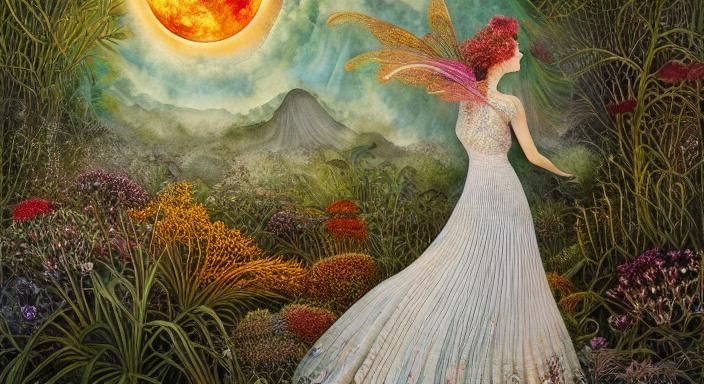 Surreal Sun and Moon Flower Fairytale Dance