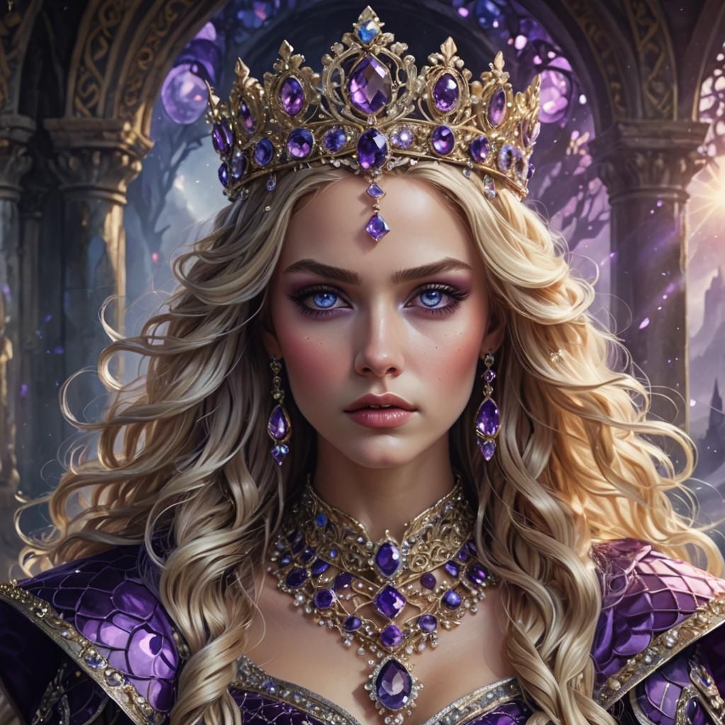 Fantasy Queen Portrait with Jewel-Encrusted Crown