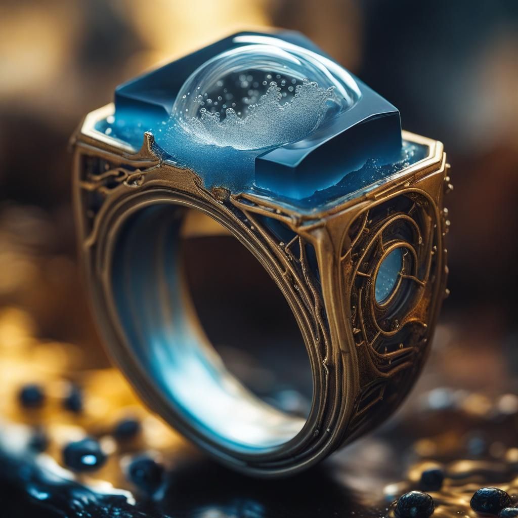 Detailed Resin Ring with Thunderstorm Macro Shot