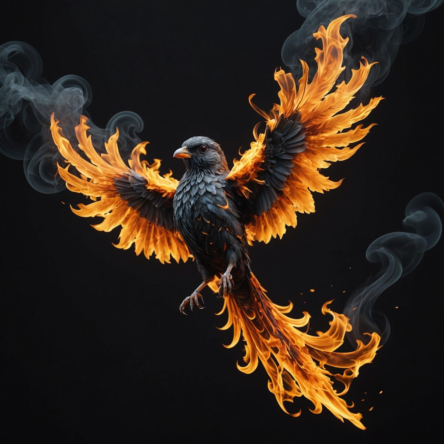Fiery Bird of Smoke and Embers