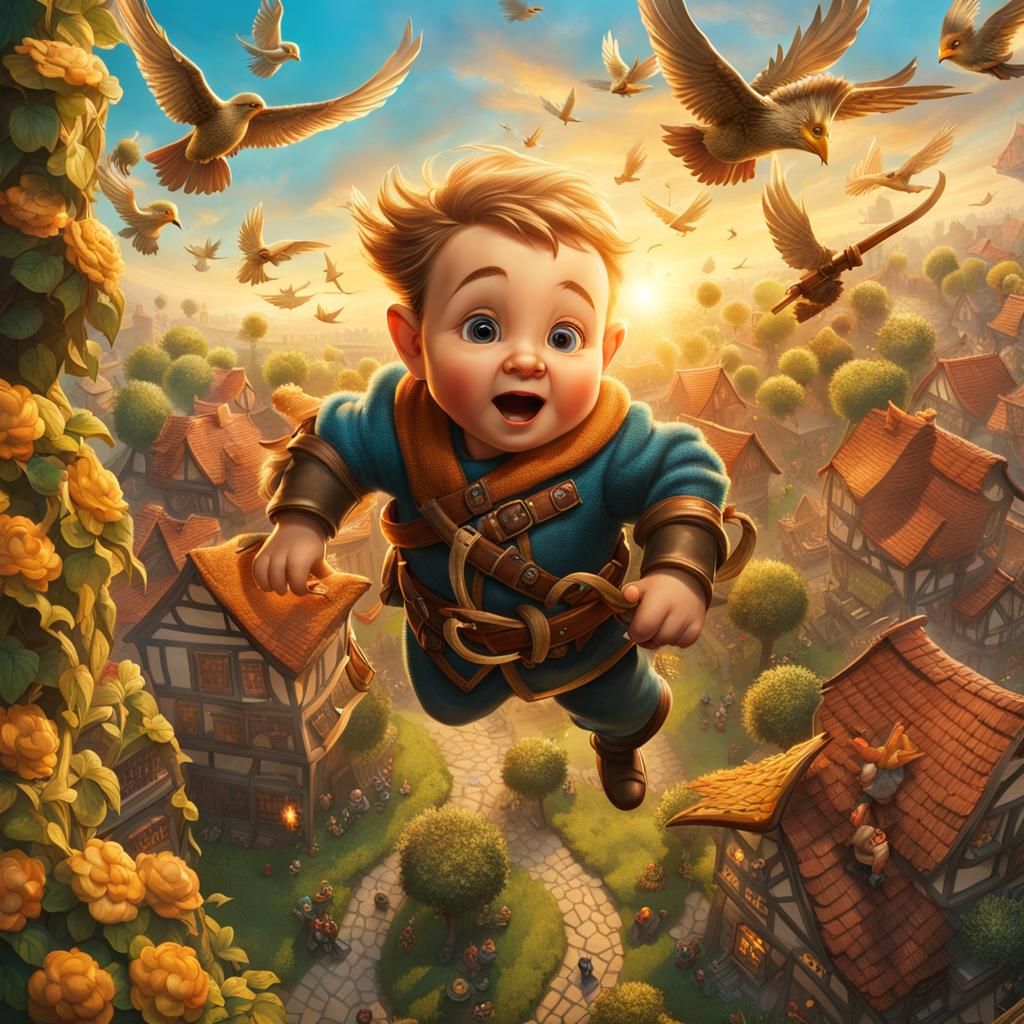 Boy Escapes Dwarf Raid by Swimming in Sky