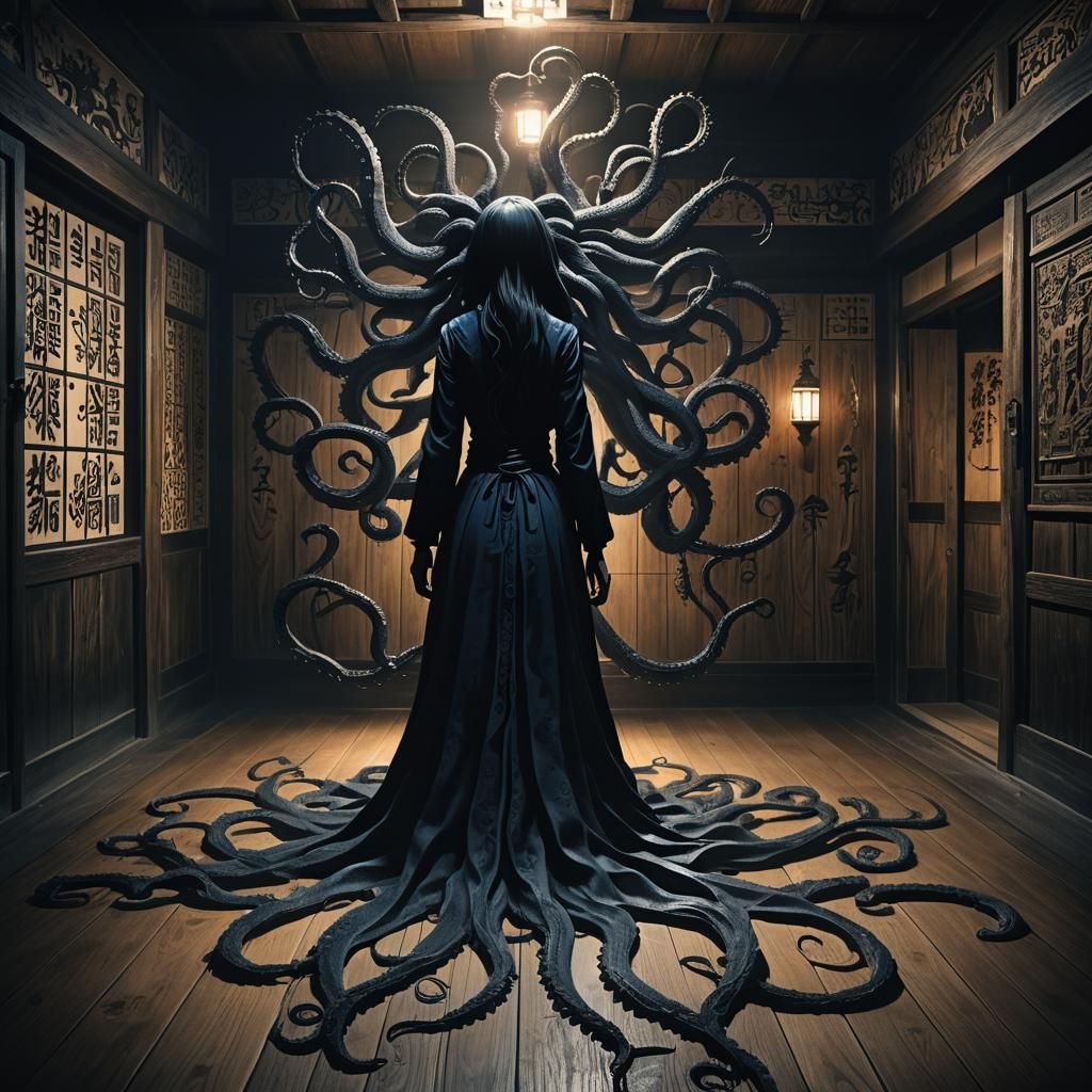 Dark Surreal Figure in Japanese House