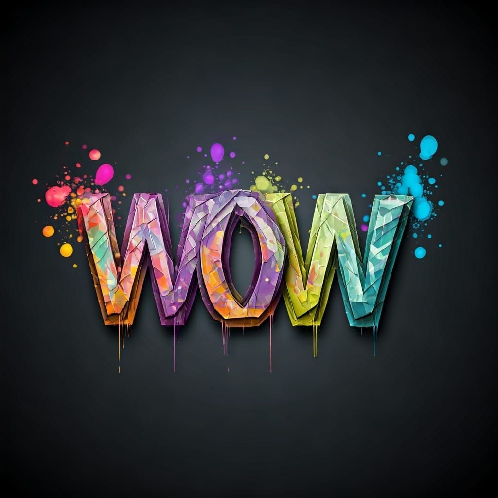 Colorful Graffiti WOW in Origami Style