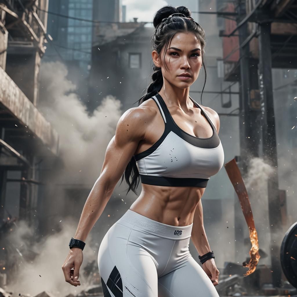 Strong Fitness Model in Detailed Fantasy Concept Art