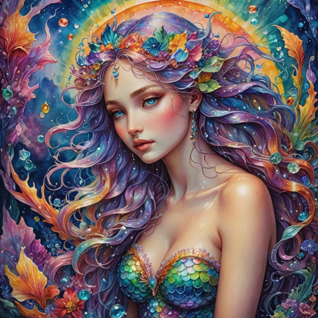 Rainbow Mermaid in Crystalline Detail
