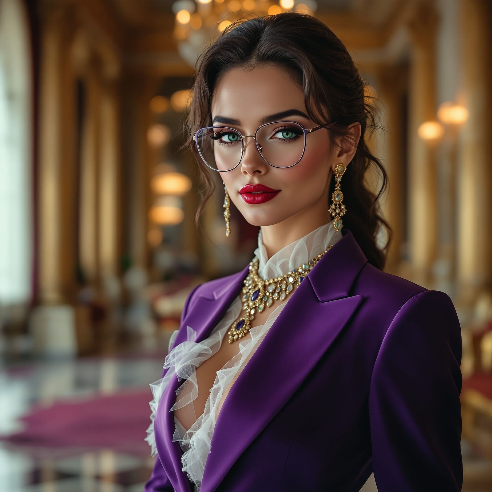 Elegant Woman in Royal Palace: Photorealistic Portrait