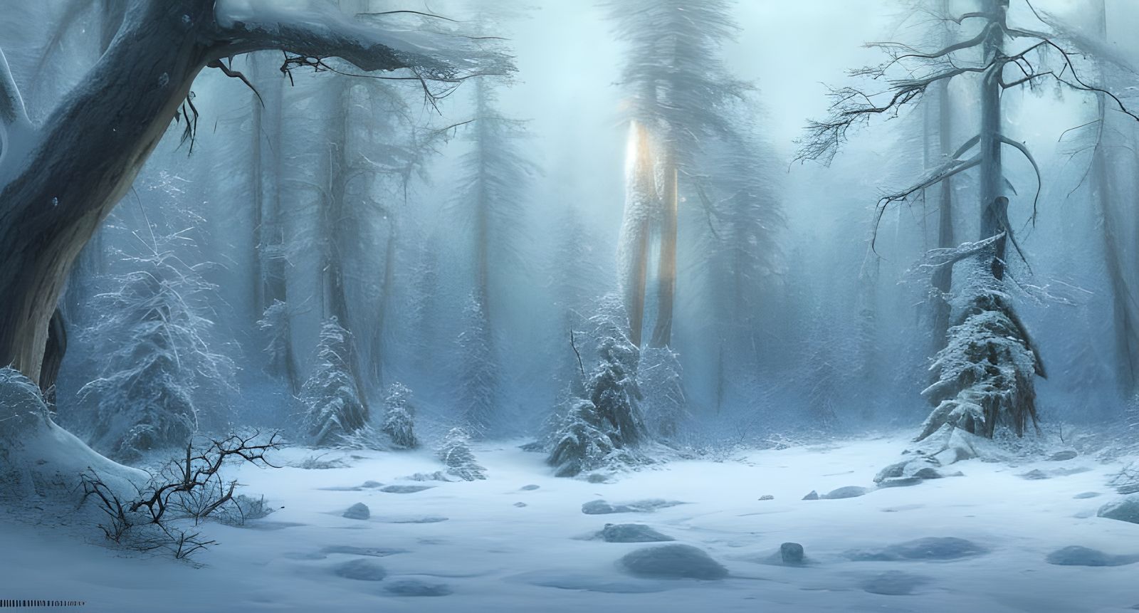 Magical Winter Mountain Forest Landscape: Hyper-Realistic Di...