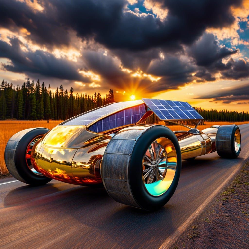 Solar Racer from Oil Drums in Sunset