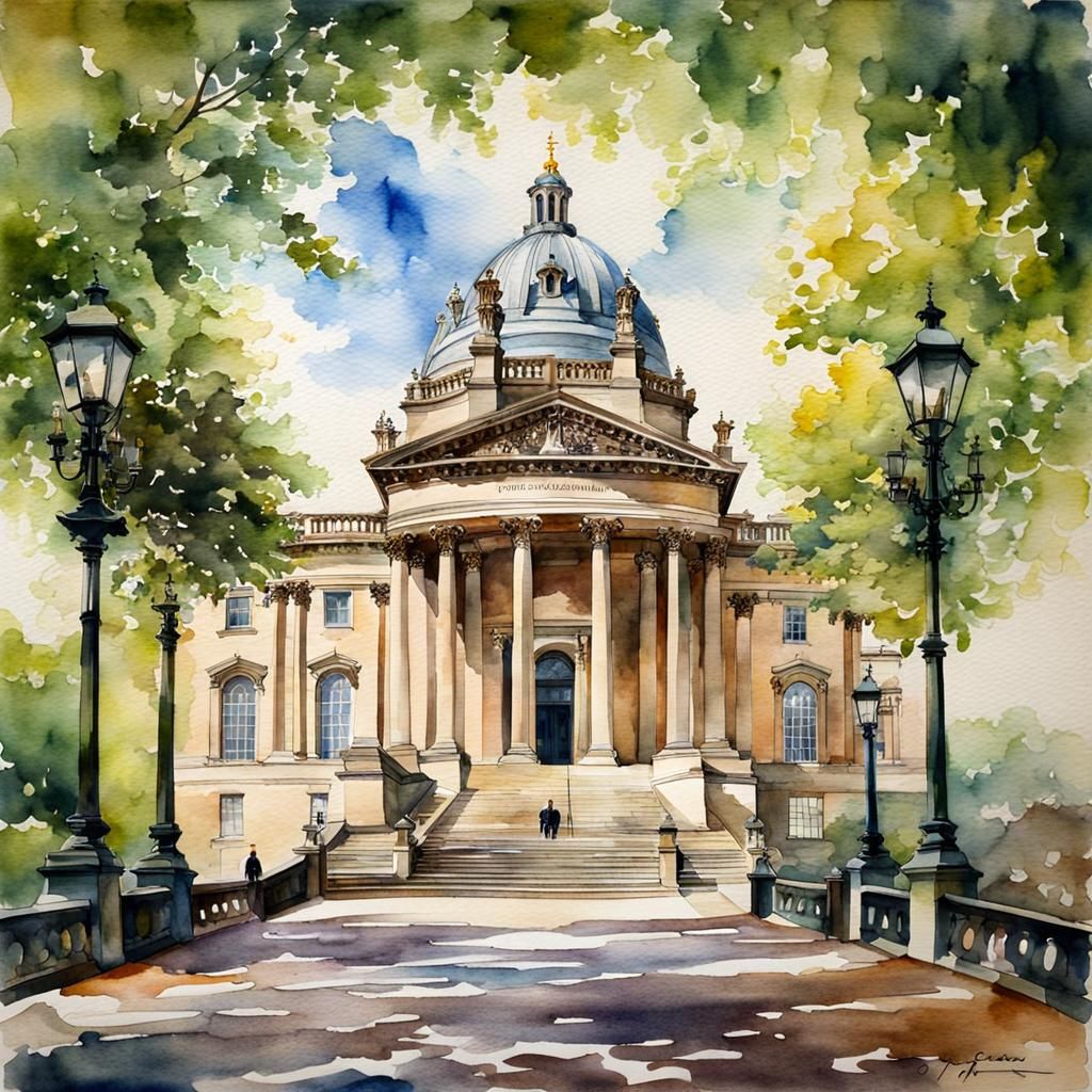 Ashton Memorial: Edwardian Baroque Watercolor