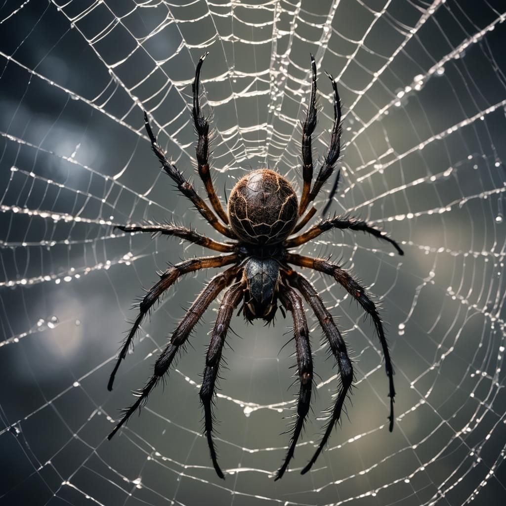 Dark Fantasy Spider Web in Macro Photography