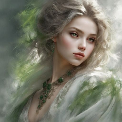Beautiful Girl with Dark Eyes: A Royo-Inspired Portrait