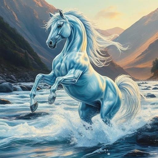 Stallion of Crystalline Water in Golden Hour Light