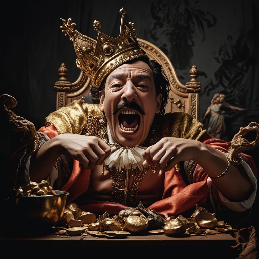 Surreal King Portrait in Dramatic Lighting