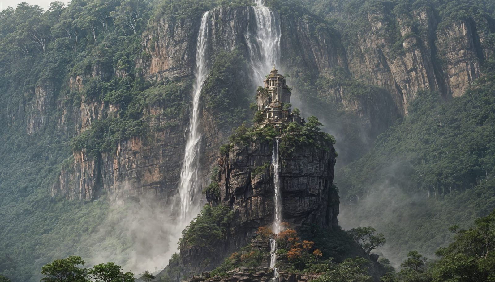 Epic Stone Ganesh Waterfall Matte Painting