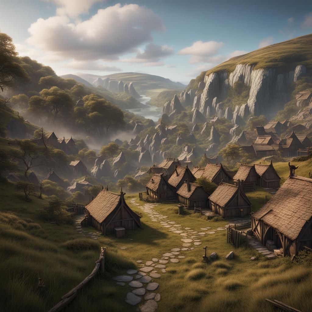 Iron Age Village in Britain: Detailed Matte Painting