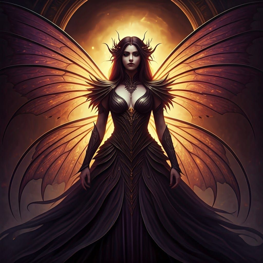 Majestic Dark Fairy in Art Nouveau Style