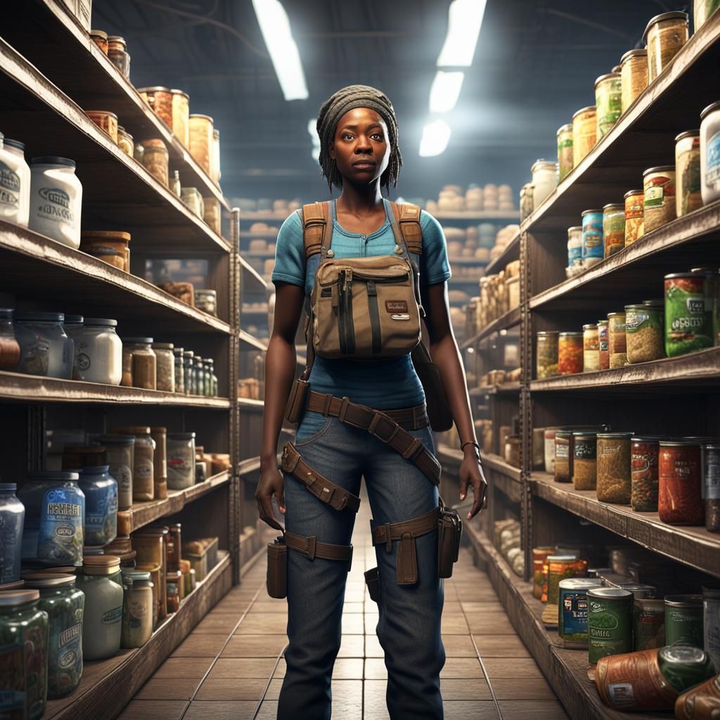 Survivalist Prepper Stocks Shelves With Supplies