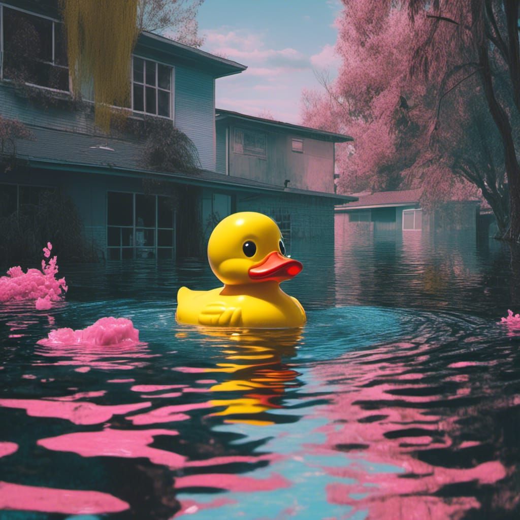 Submerged Liminal Street Scene with Rubber Duck