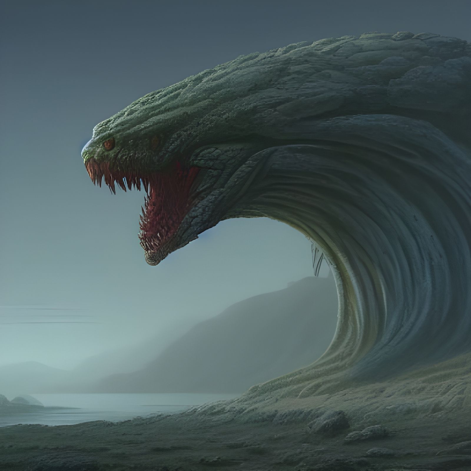 Monstrous Hydra in Hyperrealistic Style