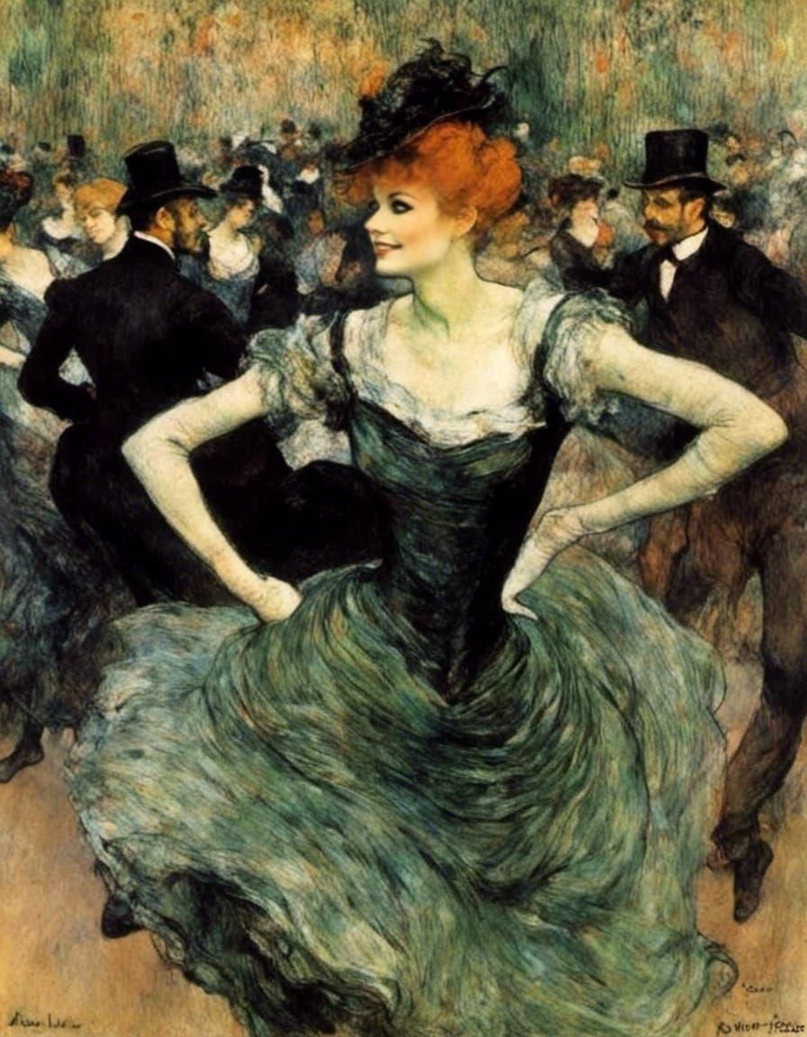 Can-Can Dancer in the Style of Toulouse-Lautrec