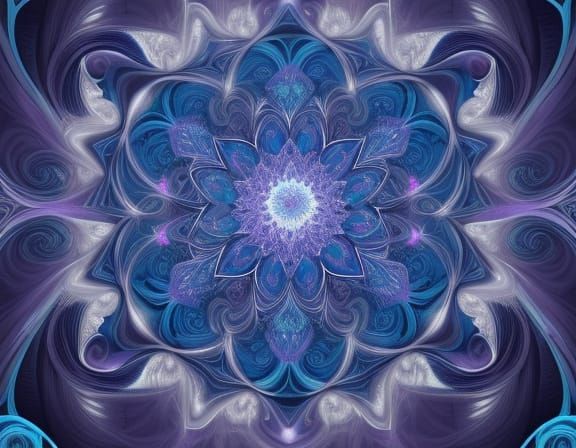 Surreal Crystal Masterpiece in Vibrant Fractal Geometric Pat...